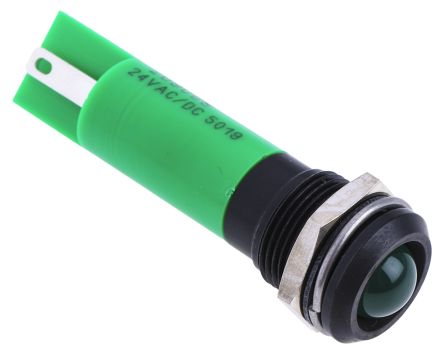 RS PRO Indicador LED, Verde, Lente Prominente, Ø Montaje 12mm, 20mA, 50mcd, IP67