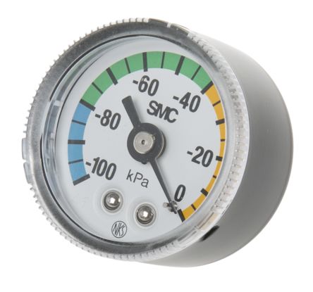 SMC 压力表, 后部入口, 最大测量0kPa, 最小测量-100kPa, 量规外径42.5mm