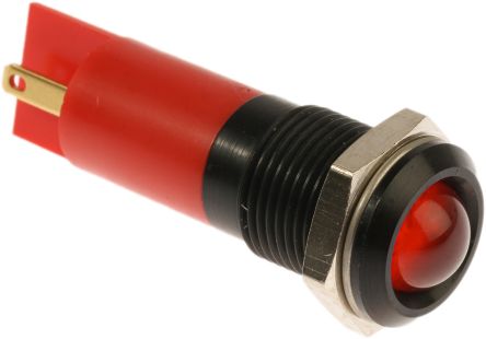 RS PRO Red Panel Mount Indicator, 240V Ac, 14.5mm Mounting Hole Size, Solder Tab Termination, IP40