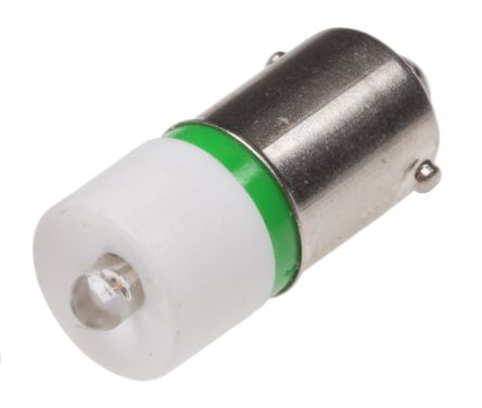 RS PRO Green LED Indicator Lamp, 12V Ac/dc, BA9s Base, 10mm Diameter, 1610mcd