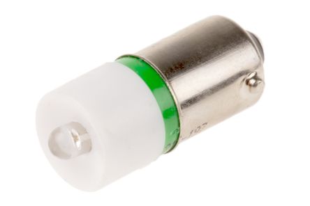 RS PRO LED Signalleuchte Grün, 60V Ac/dc / 330mcd, Ø 10mm X 25mm, Sockel BA9s