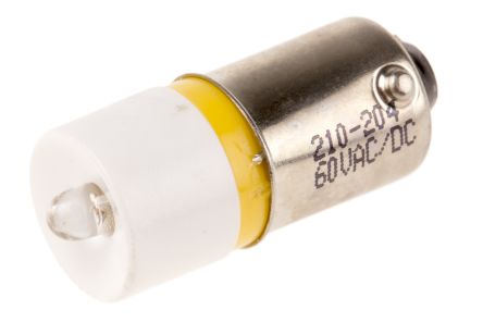 RS PRO LED Signalleuchte Gelb, 60V Ac/dc / 100mcd, Ø 10mm X 25mm, Sockel BA9s