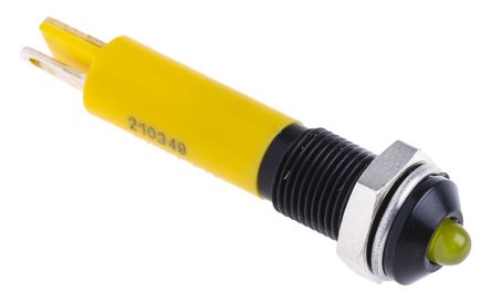 RS PRO LED Schalttafel-Anzeigelampe Gelb 24V Dc, Montage-Ø 6mm, Lötanschluss