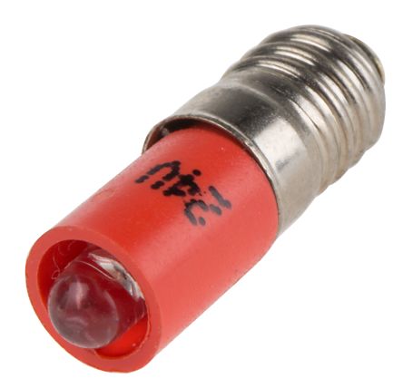 RS PRO Bombilla Para Piloto Luminoso LED Rojo, λ 635nm, 24V Dc / 15mA, 45mcd, 180°, Casquillo E5, Ø 6mm
