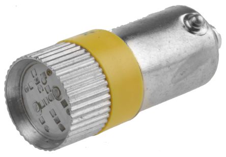 RS PRO Bombilla Para Piloto Luminoso LED Amarillo, λ 585nm, 24V Dc, 120/110mcd, 180°, Casquillo BA9s, Ø 10mm