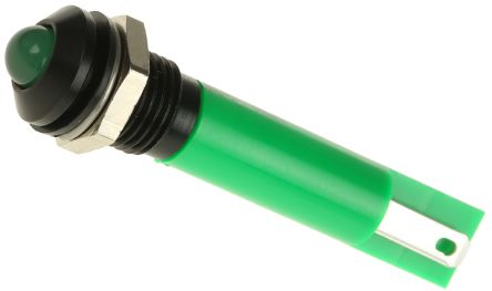 RS PRO 绿色LED面板指示灯, 24V 交流/直流, 20mA, IP67, 8mm安装孔径