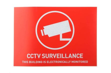 ABUS Security-Center Adhesivo De CCTV, Rojo/blanco, CCTV Surveillance-Text, Inglés, CCTV, 105 Mm Etiqueta X 148mm