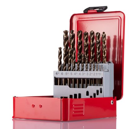 RS PRO 25-Piece Twist Drill Bit Set for Metal, 13mm Max, 1mm Min, HSS Bits