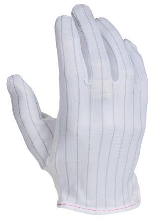 RS PRO ESD PU Tips White Polyester General Purpose, Sweat Absorbent Work Gloves, Size M