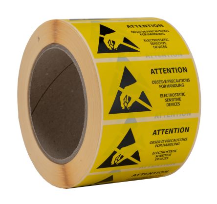 RS PRO Yellow Paper Safety Labels, Observe Precautions For Handling-Text 50 mm x 25mm