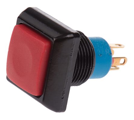 APEM 红色按钮开关, 面板安装, 瞬时操作, 面板开孔直径12.9mm, 无指示灯, 单刀双掷