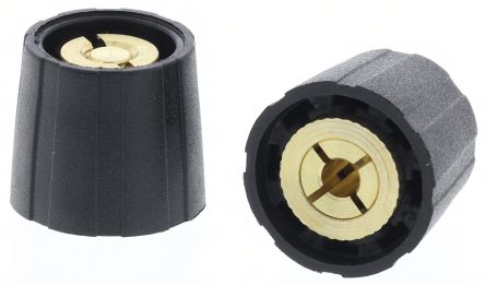 Sifam Potentiometer Drehknopf Schwarz, Zeiger Weiß Ø 15.5mm X 14.3mm X 7mm, Schlitz Schaft 3.2mm