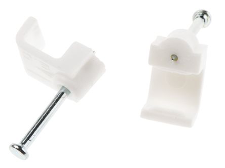 RS PRO Kabelhalter Rechteckiger Kabel-Clip Zum Nageln PE Weiß 8,5 Mm X 8mm X 9.9mm