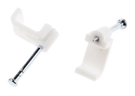 RS PRO Kabelhalter Rechteckiger Kabel-Clip Zum Nageln PE Weiß 7.9 Mm X 7.6mm X 17mm