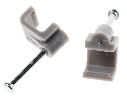 RS PRO Kabelhalter Rechteckiger Kabel-Clip Zum Nageln PE Grau 8 Mm X 8mm X 9.3mm