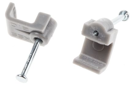 RS PRO Kabelhalter Rechteckiger Kabel-Clip Zum Nageln, Kabel-Ø 1.5mm PE Grau 8,5 Mm X 8mm X 9.9mm