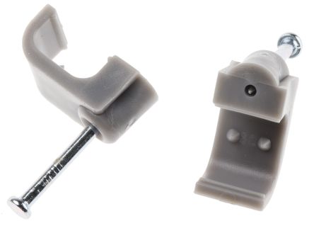 RS PRO Kabelhalter Rechteckiger Kabel-Clip Zum Nageln PE Grau 11,6 Mm X 9.7mm X 10mm
