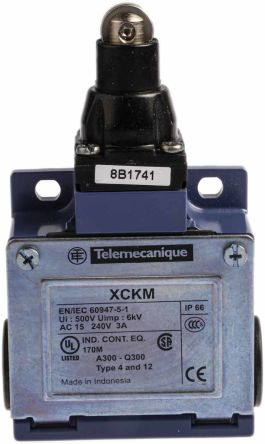 Telemecanique Sensors OsiSense XC Series Roller Plunger Limit Switch, NO/NC, IP66, DP, Zinc Alloy Housing, 240V Ac Max,