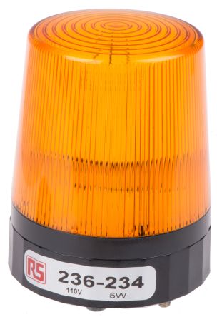 RS Pro 236234 Xenon Beacon Amber Flashing Surface Mount 110 Vac