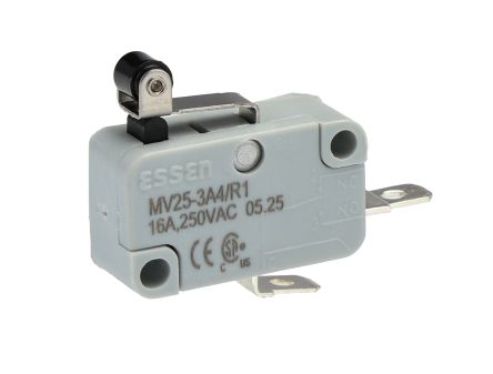 RS PRO Short Roller Lever Micro Switch, Screw, Solder, Quick Connect Terminal, 16A, Solder, IP40