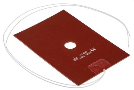 RS PRO Tapis Chauffant En Silicone Rectangle, 240 V C.a., 100 W, 100 X 150mm