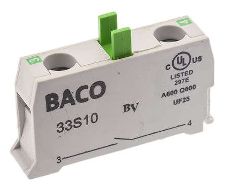 BACO Kontaktblock,, 1 Schließer, 600V, Schraubanschluss