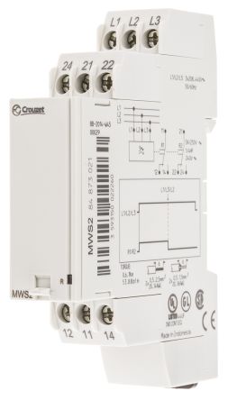 Crouzet MWS2 Überwachungsrelais 3-phasig, 2-poliger Wechsler DIN-Schienen