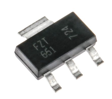 DiodesZetex FZT651TA SMD, NPN Transistor 60 V / 3 A 175 MHz, SOT-223 (SC-73) 3 + Tab-Pin