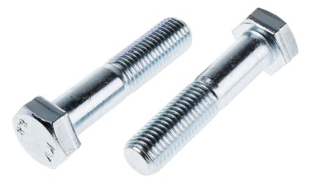 RS PRO Clear Passivated, Zinc Steel, Hex Bolt, M20 X 90mm