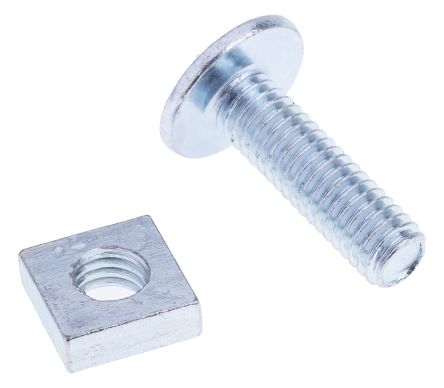 RS PRO Bright Zinc Plated Steel Roofing Bolt, M6 X 20mm