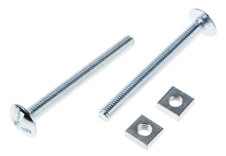 RS PRO Bright Zinc Plated Steel Roofing Bolt, M6 X 60mm