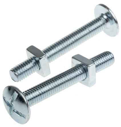 RS PRO Bright Zinc Plated Steel Roofing Bolt, M8 X 60mm