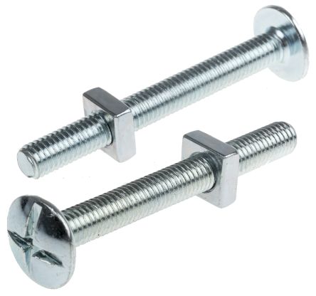 RS PRO Bright Zinc Plated Steel Roofing Bolt, M8 X 70mm