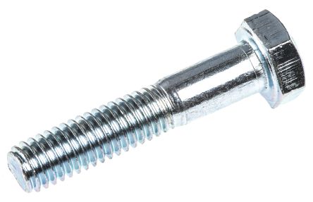 RS PRO Clear Passivated, Zinc Steel, Hex Bolt, M6 X 30mm