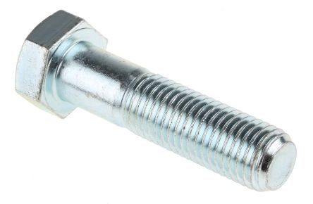 RS PRO Clear Passivated, Zinc Steel, Hex Bolt, M20 X 80mm