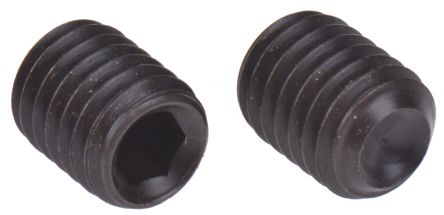 RS PRO Black, Self-Colour Steel Hex Socket Set M8 X 10mm Grub Screw