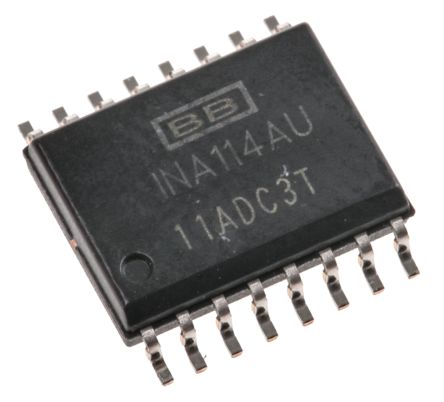 Texas Instruments Amplificateur D'instrumentation, ±12 V, ±15 V, ±3 V, ±5 V, ±9 V 1MHz, 110dB, SOL 16 Broches