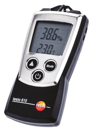 Testo 610 Handheld Hygrometer, ±2.5 %RH Accuracy, +50°C Max, 100%RH Max