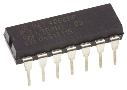 Buy NXP HEF4066BP,652, Analogue Switch Quad SPST, 12 V, 5 V, 9 V, 14-Pin PDIP NXP HEF4066BP,652, Analogue Switch Quad SPST, 12 V, 5 V, 9 V, 14-Pin PDIP