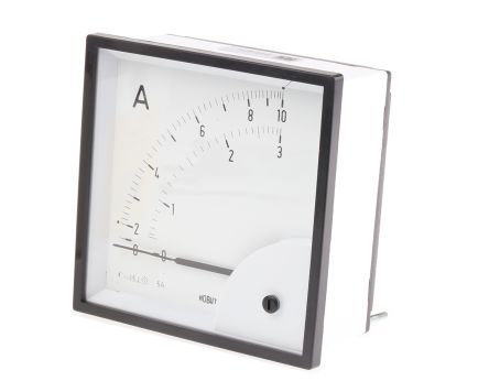 HOBUT D96SD Analogue Panel Ammeter FSD 0/5A Dual Scale 0/10A & 0/3A AC, 92mm X 92mm Moving Iron