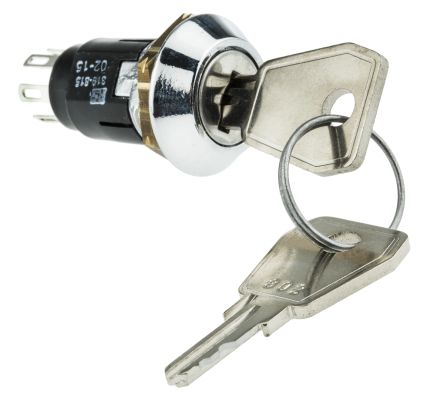 Lorlin Key Switch, DPDT, 1 A @ 24V Ac Dc / 115V Ac 2-Way Random-Key