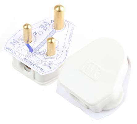 MK Electric Netzstecker Kabel, 2P+E Britisch / 15A Weiß, Für UK