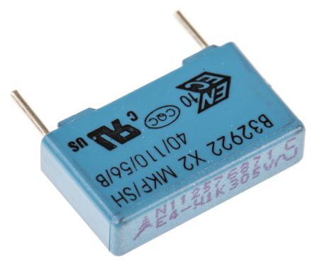 EPCOS B32922C Folienkondensator 100nF ±10% / 305V Ac, THT Raster 15mm