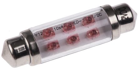 JKL Components LED汽车灯泡, 12 V 直流, 红色, 10.5mm直径, 尖浪形