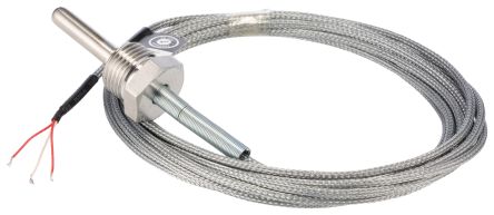 RS PRO PT100 Temperature Sensor, 8mm Dia, 50mm Long, 3 Wire, Probe, 400°C Max