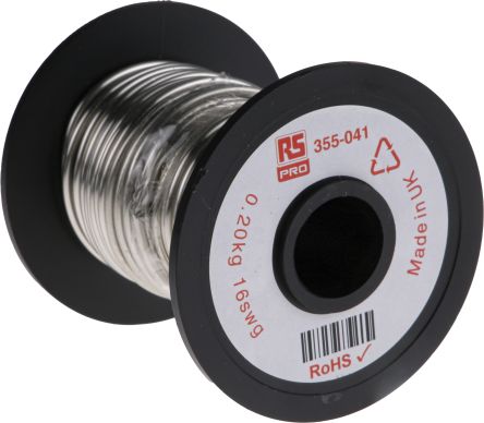 RS PRO Alambre De Cobre, Sección 1.3 Mm² / 16 AWG, Ø 1.63mm, Long. 11.4m, Acabado Estañado