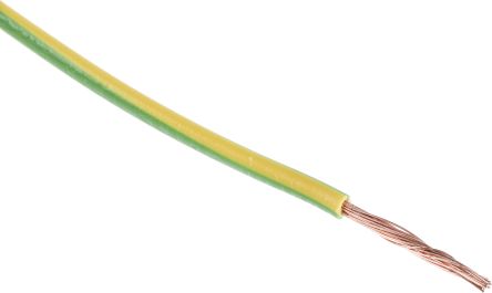 RS PRO Green/Yellow 2.5 Mm² Hook Up Wire, 13 AWG, 7/0.67 Mm, 100m, PVC Insulation