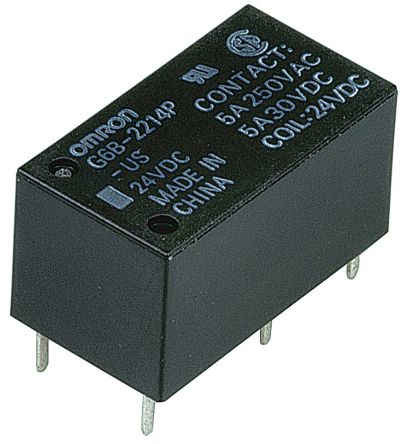Omron PCB Mount Power Relay, 24V Dc Coil, 5A Switching Current, DPST