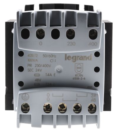 Legrand 导轨式变压器, 初级:230 → 400V, 次级:24 → 48V, 100VA, DIN 导轨