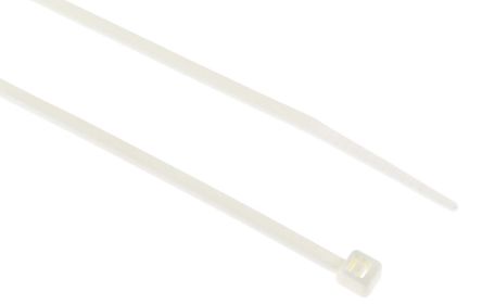 RS PRO 电缆扎带, 尼龙扎带, 不易松脱, 100mm长x2.5 mm宽, 白色